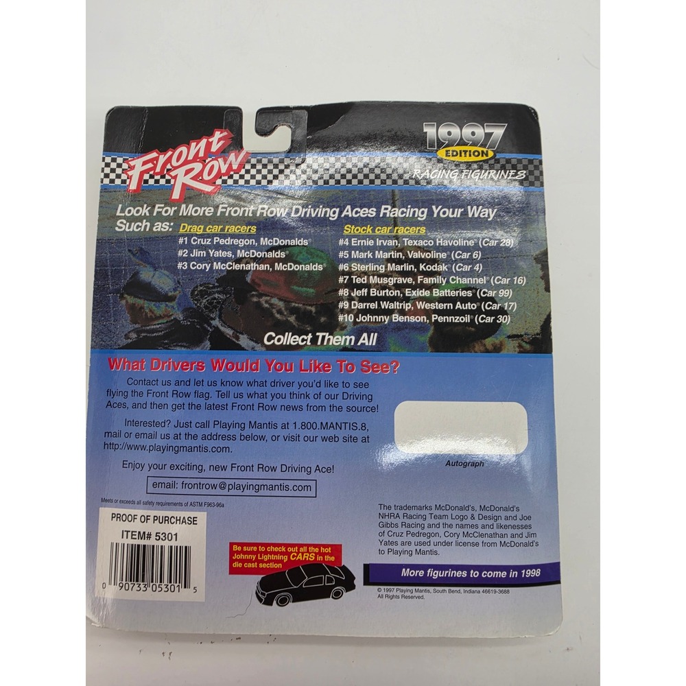 Front Row 1997 Cory McClenathan McDonalds Drag Racing Action Figure Johnny Light - Picture 8 of 12